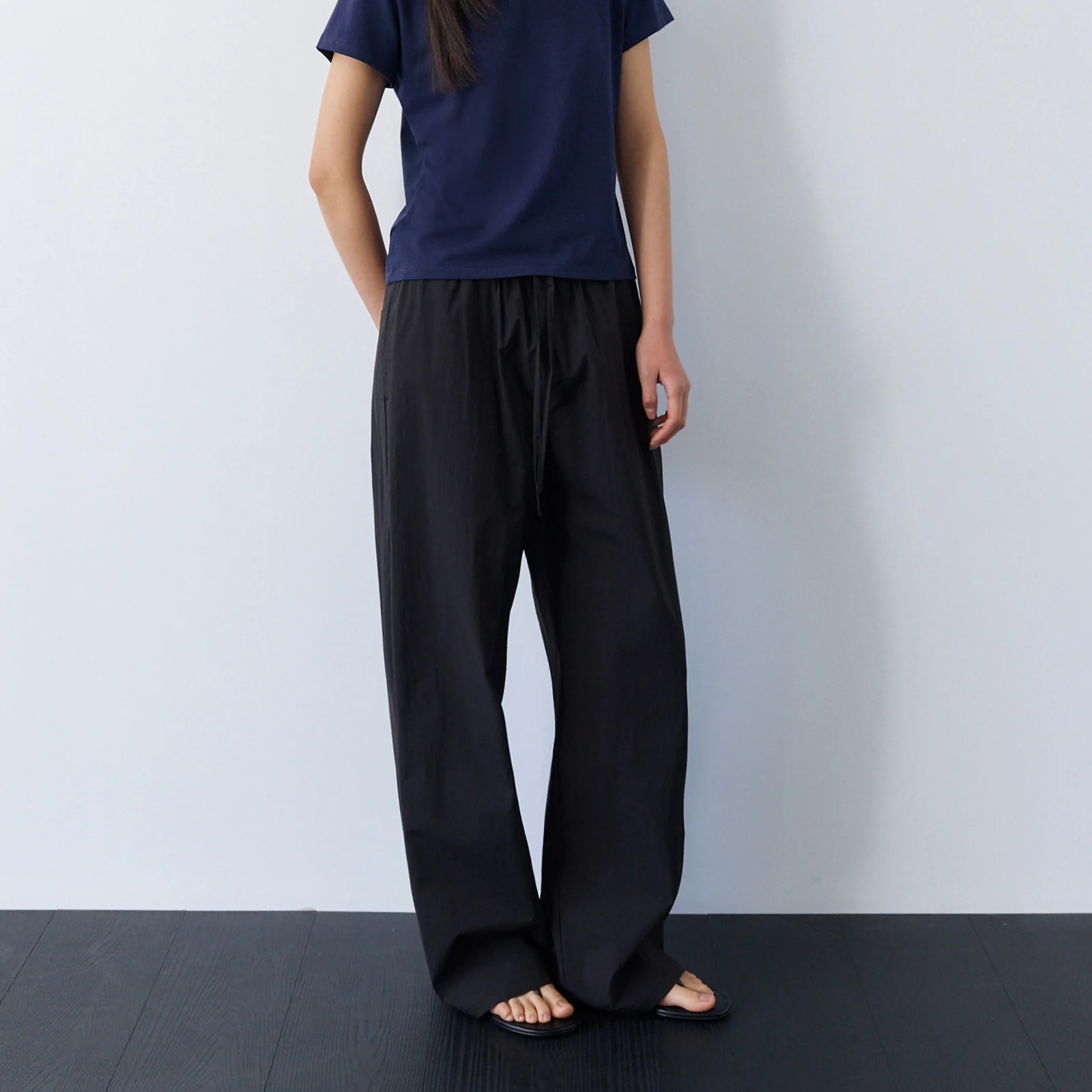 Summer Wide Pants-Black