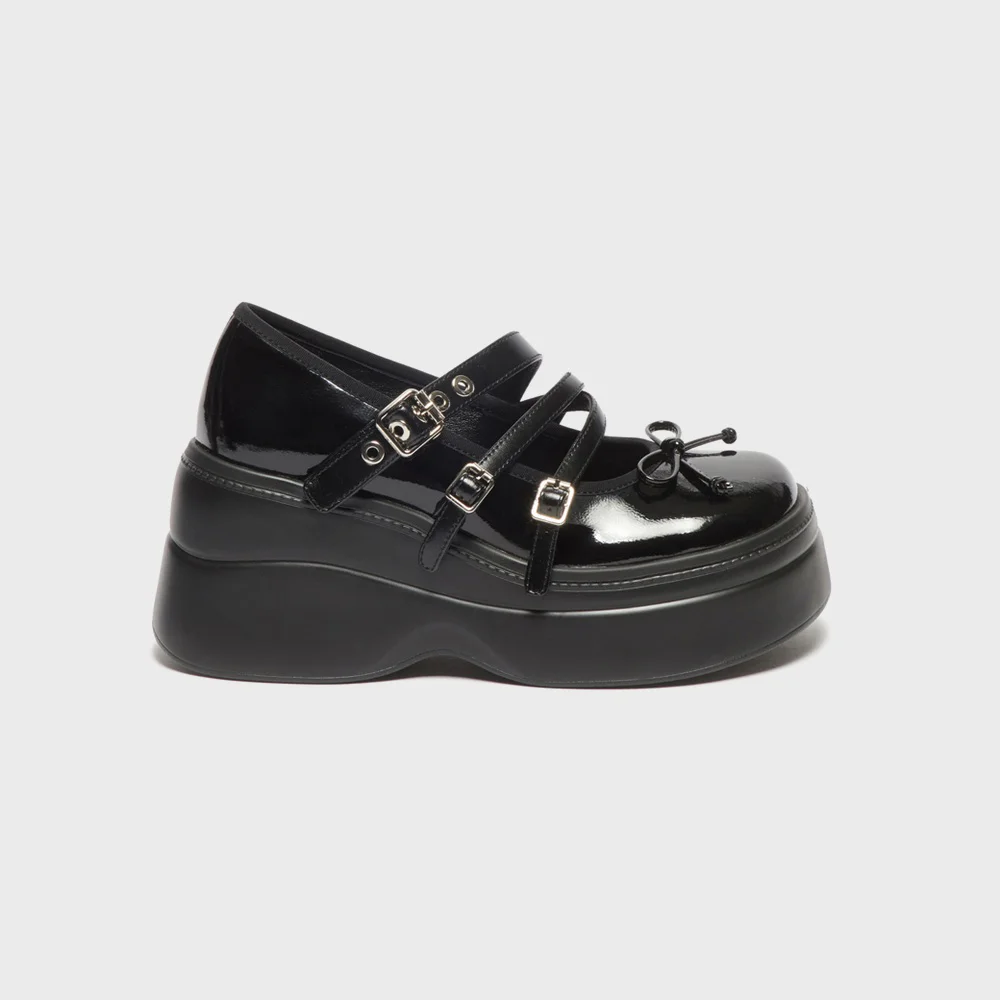 Triple strap mary jane flats(black)_DG1DA26507BLK