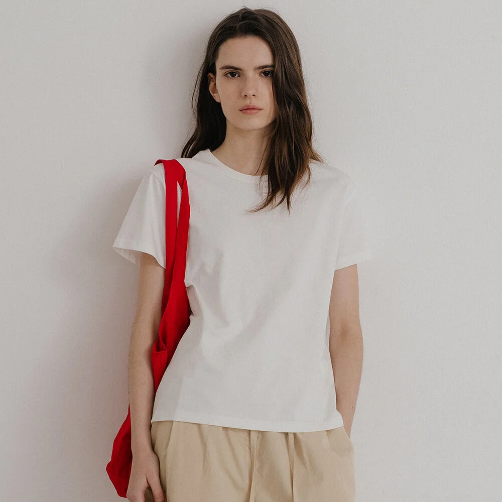 Soft basic round T-shirt _Ivory