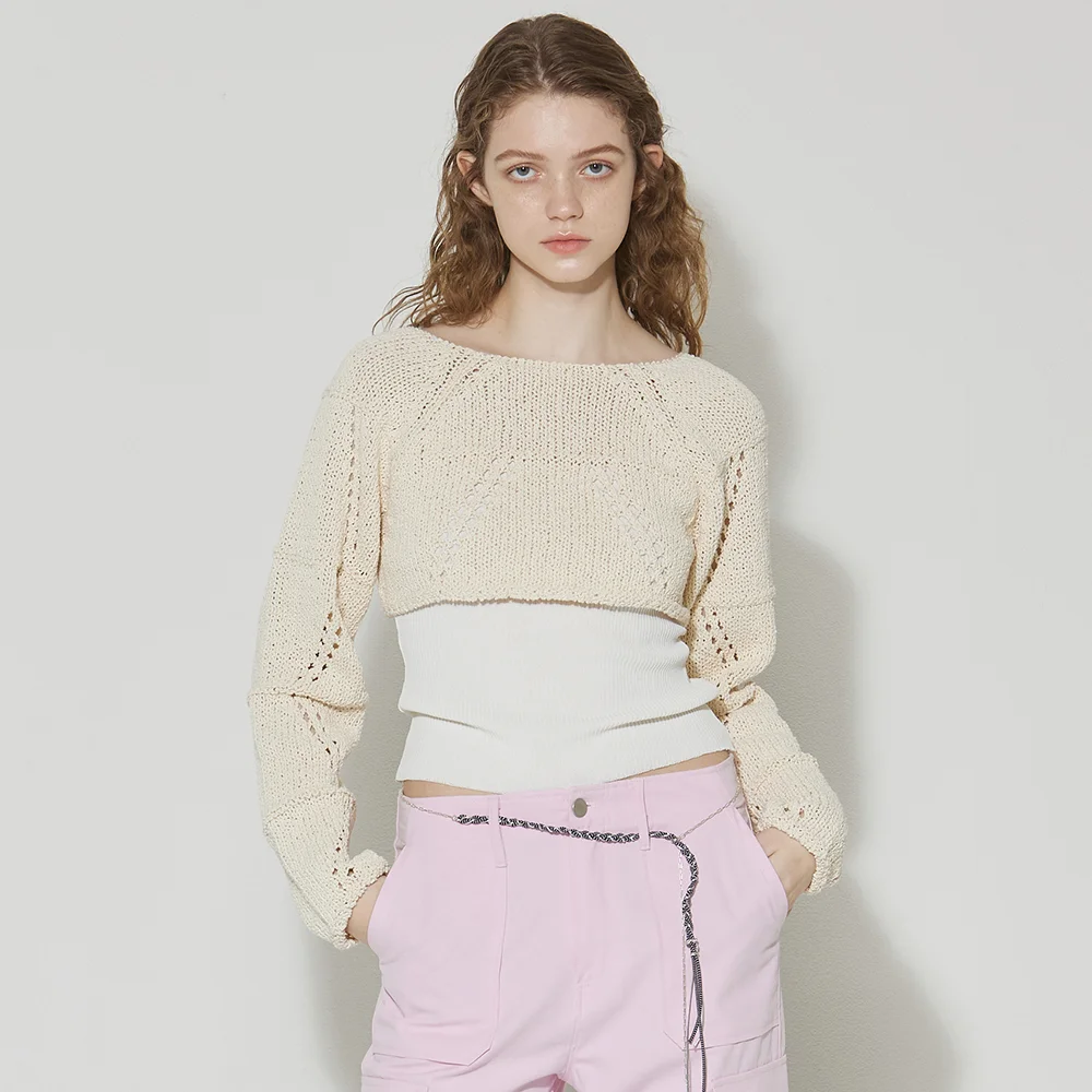 cropped arm warmer cardigan_ivory