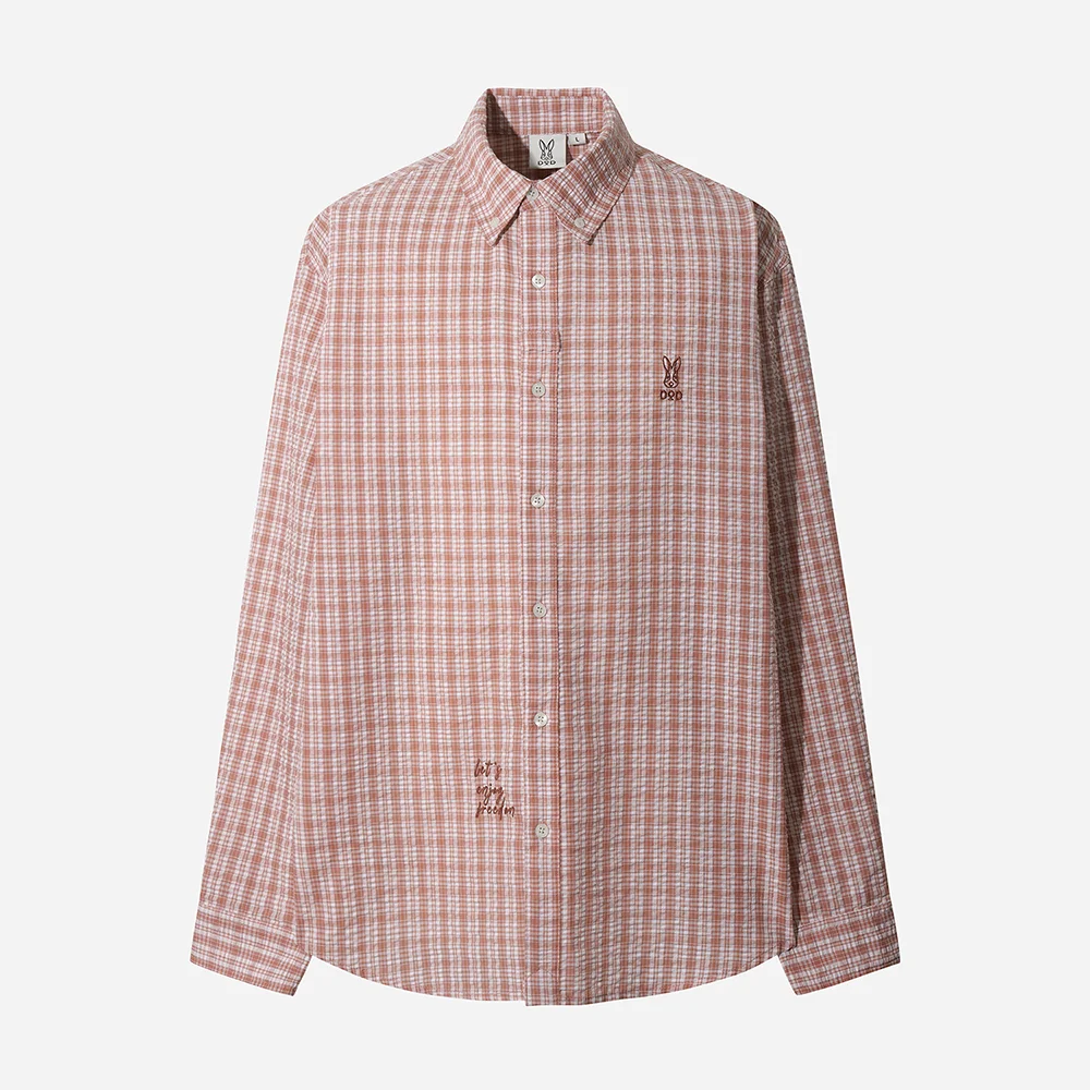泡泡紗 長袖恤衫(DARK PINK)