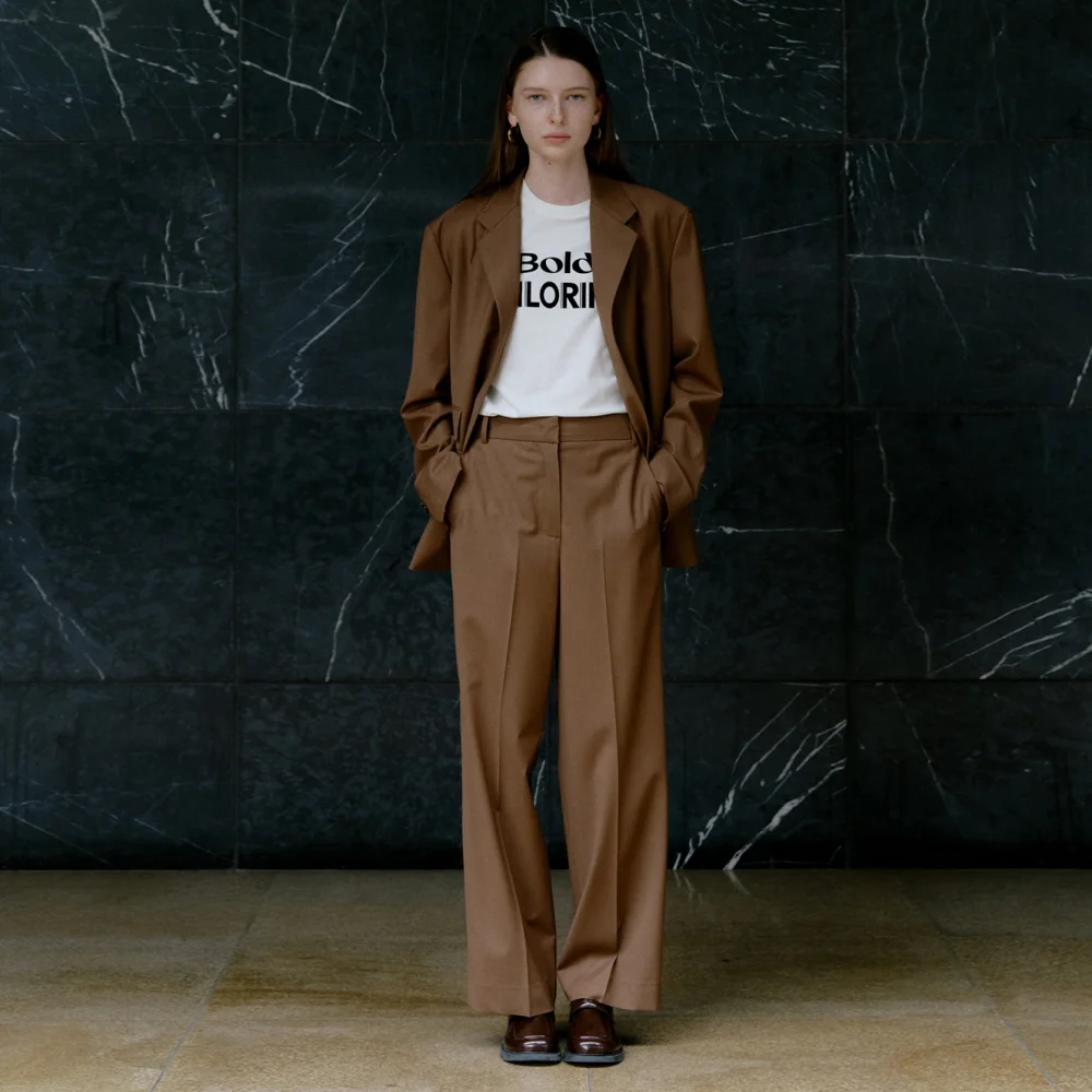 MID-RISED STRAIGHT LEG PANTS_BROWN