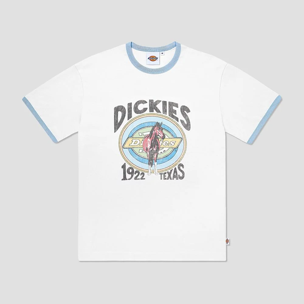 Texas 馬 Ringer T恤 White/Sky Blue