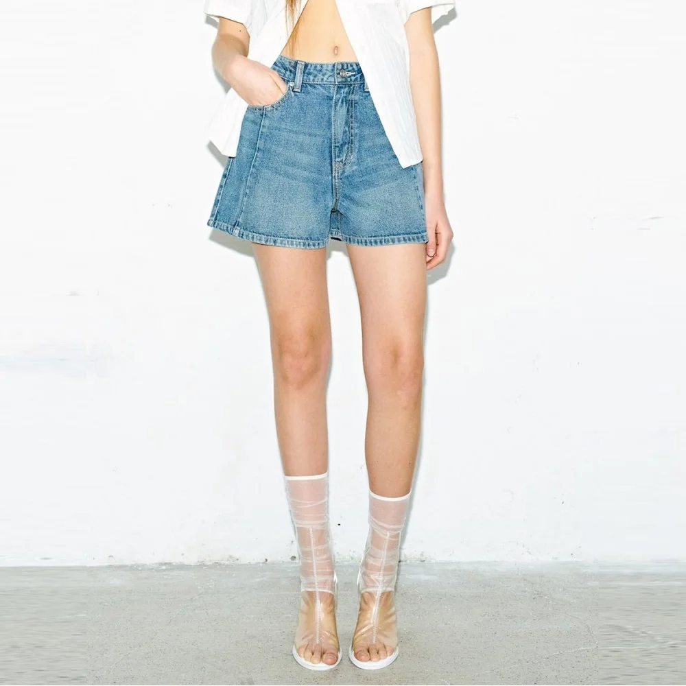 Washed Denim Shorts Sky Blue (KE6521M51Q)