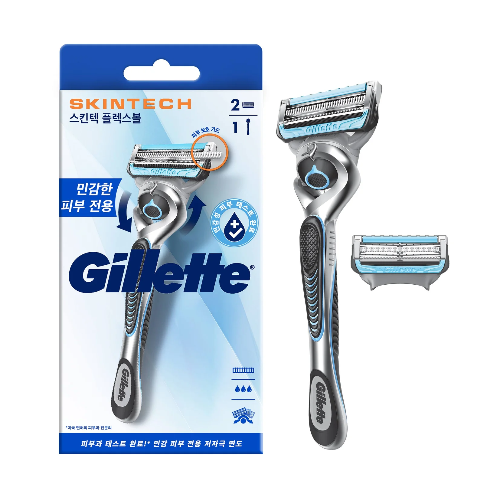 Gillette Skin Tech 手動 剃鬚刀 (Handle 1入 + 剃鬚刀片2入)
