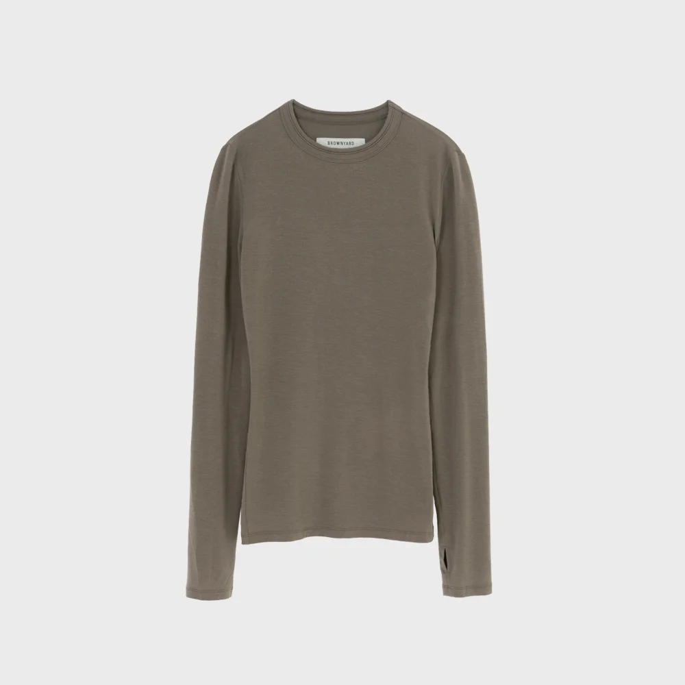 W Seethrough Long Sleeve, Brown