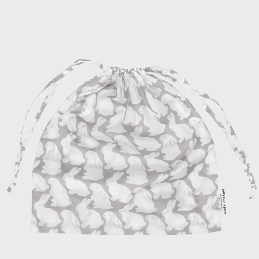 防撕裂布 Little 灰色 Bunnies 大 束繩 化妝袋