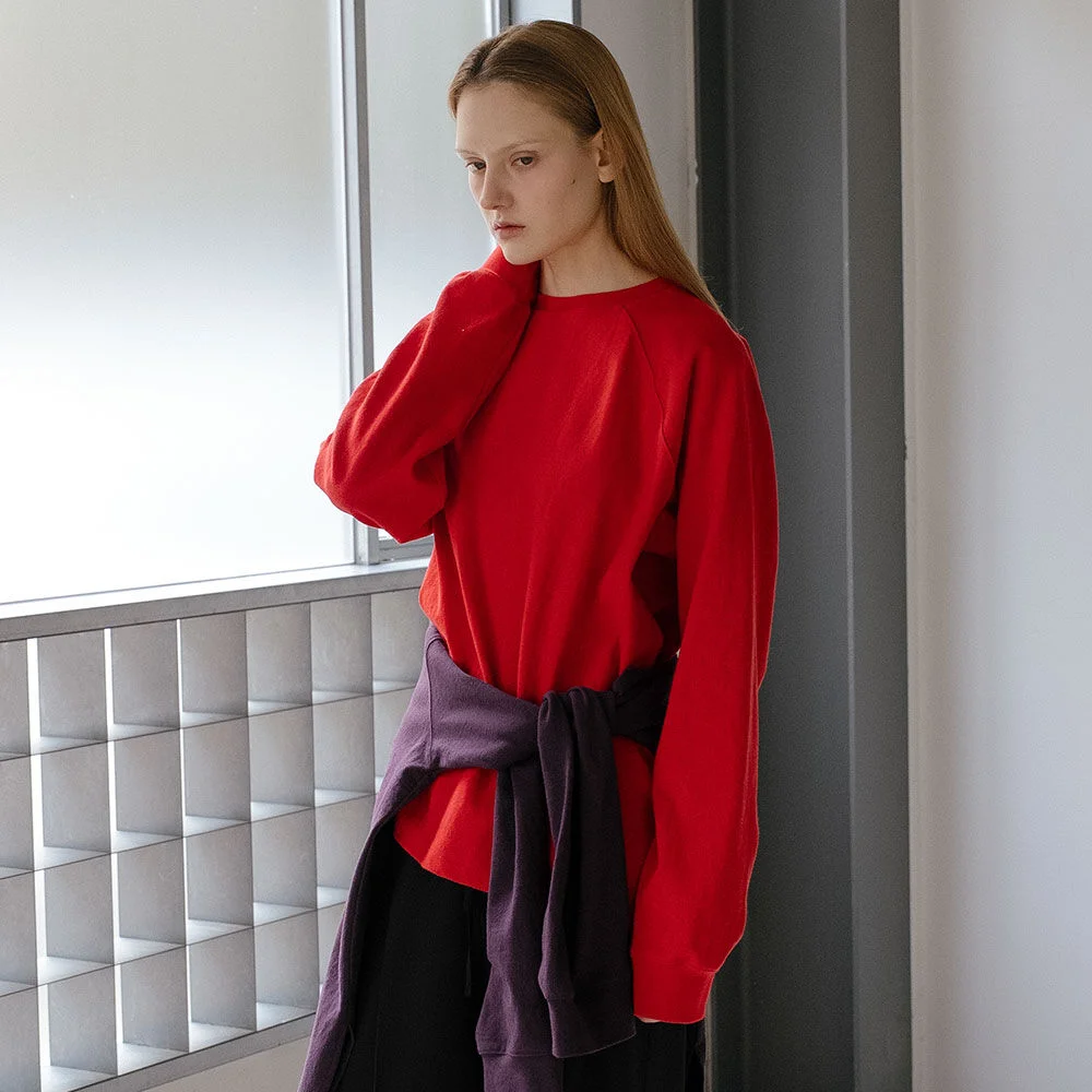 Cut-line label raglan sleeve t-shirt _Red