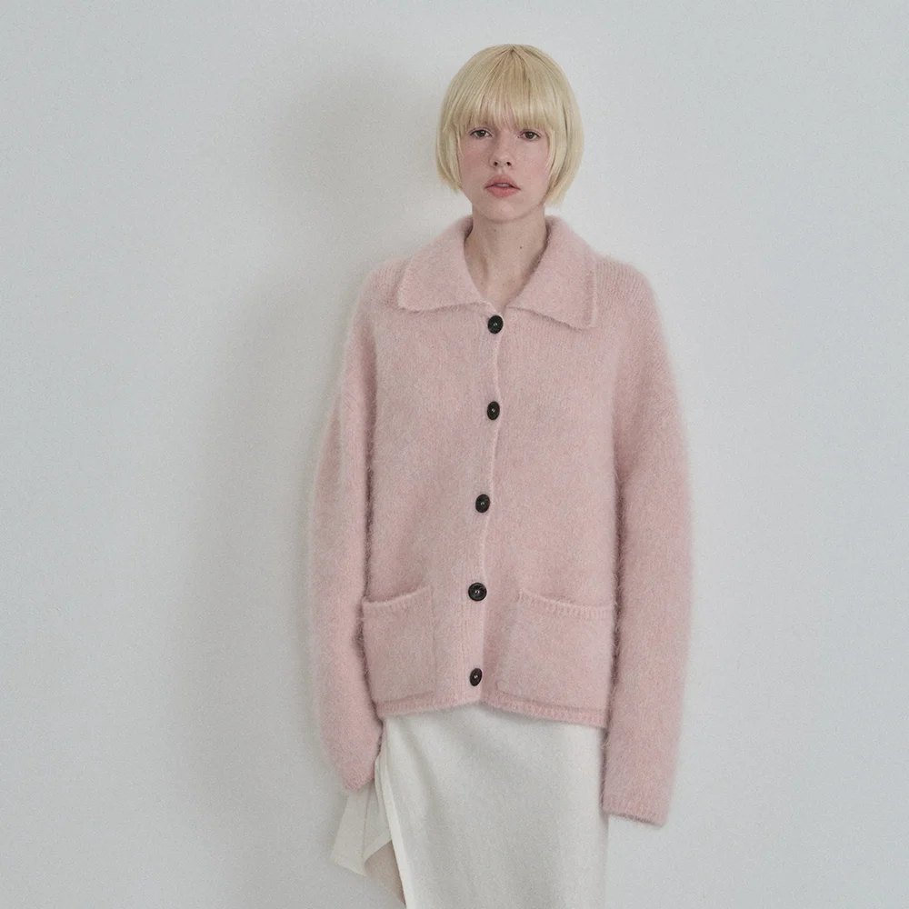 Liv Alpaca Round Collar Cardigan (Light Pink)