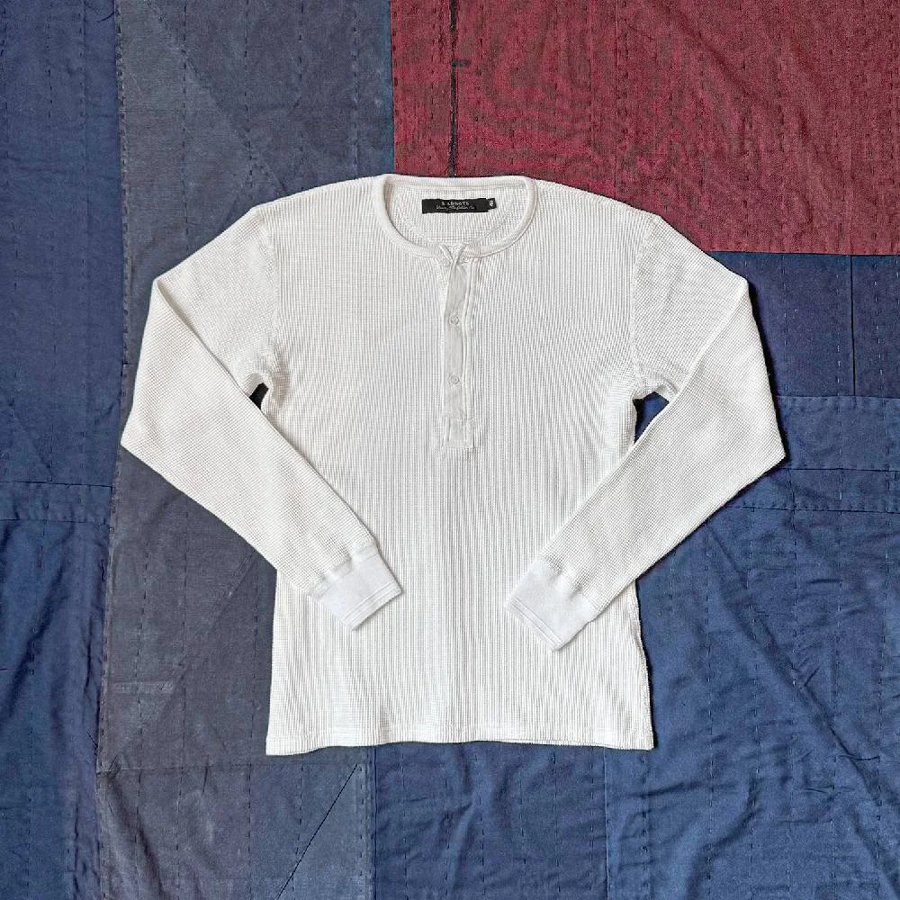 WAFFLE HENLEY INNER SHIRTS (WHITE)