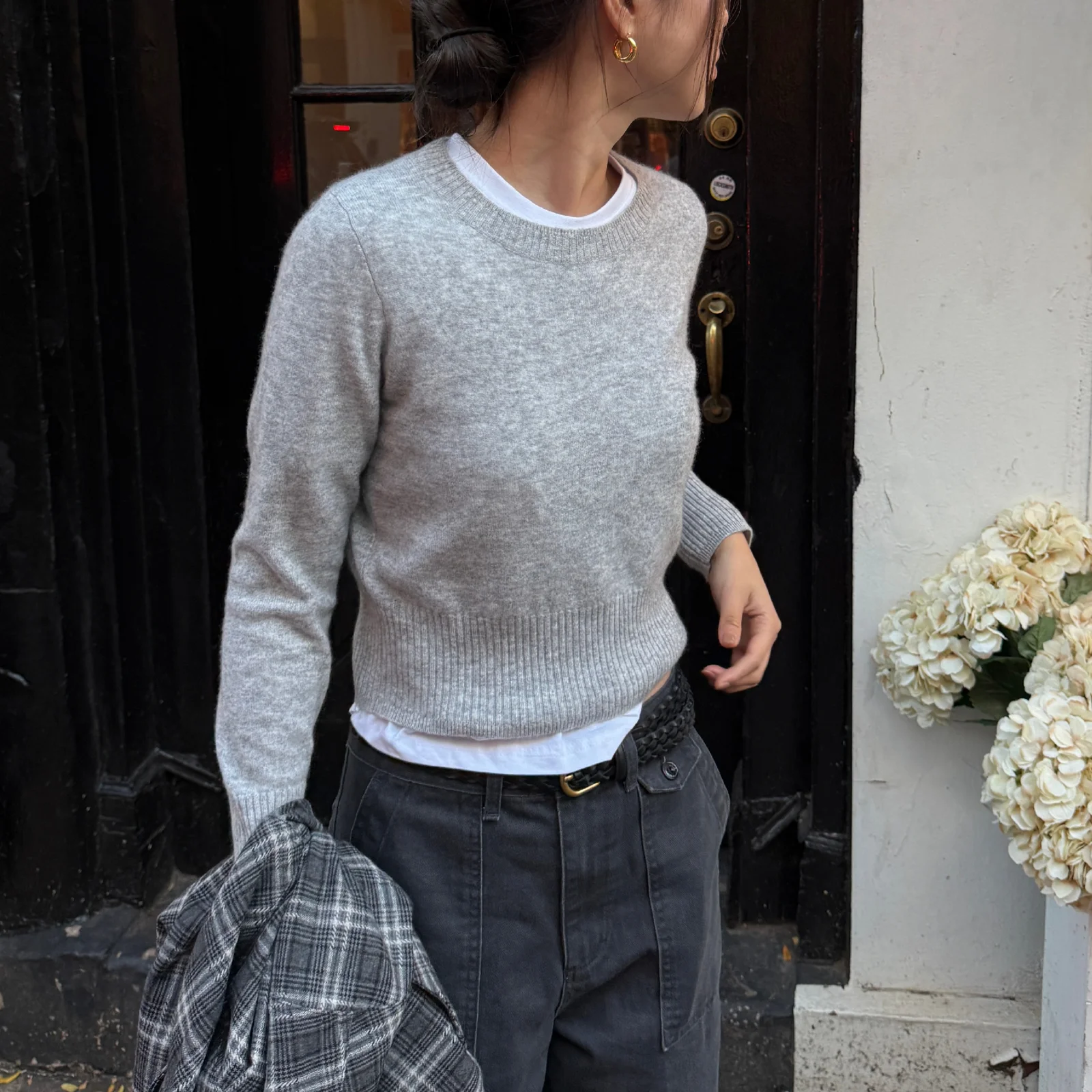 Plain Cashmere Round Knit_Grey