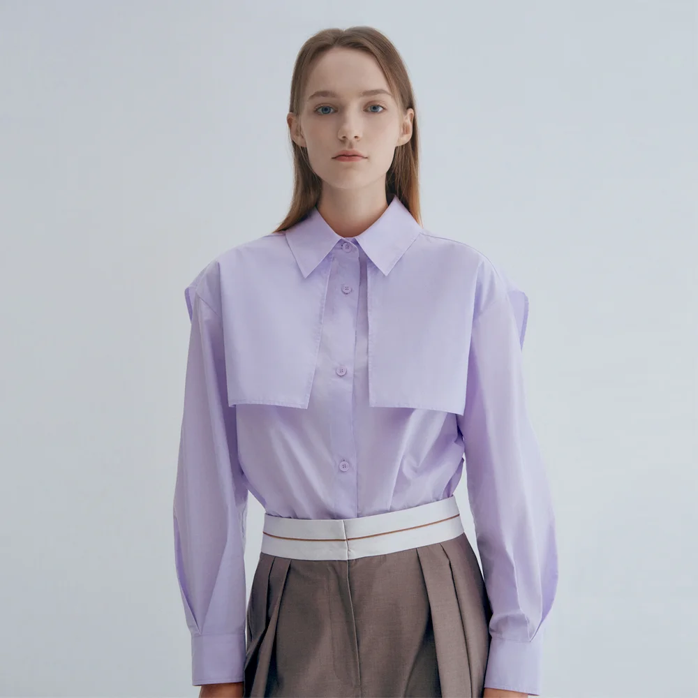 翻蓋 裝飾 襯衫 LAVENDER