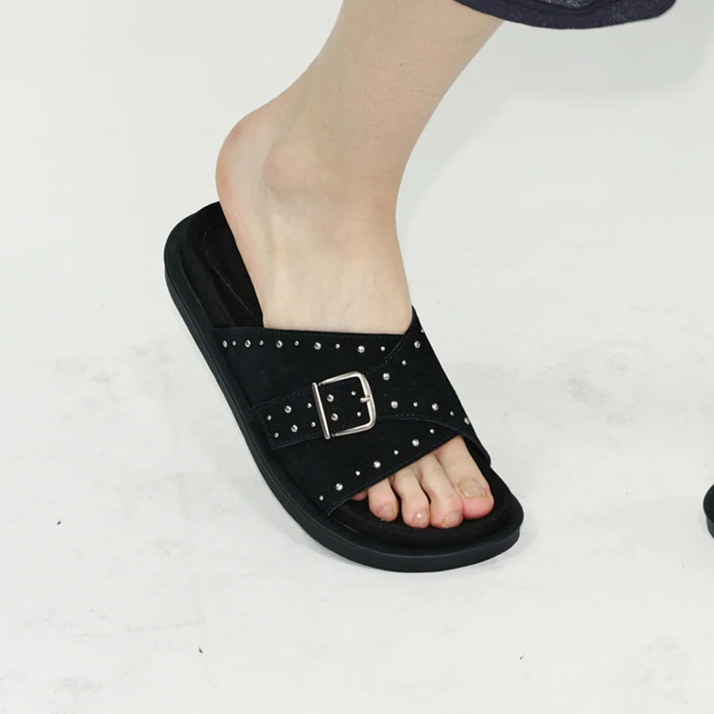 SOLI BUCKLE SLIDES / BLACK