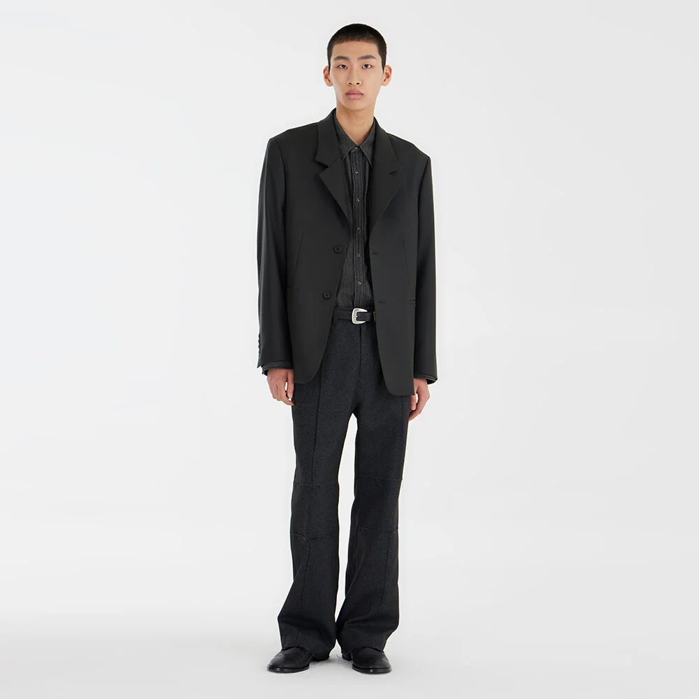 Notched Collar Jacket - Charcoal Grey