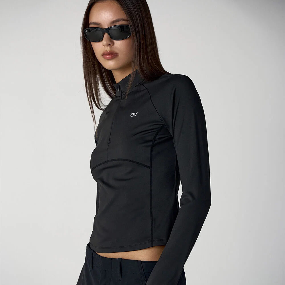 (W)Technol-OV COMFY FLEX HALF ZIP UP (BLACK)