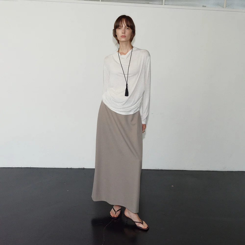 MAXI PENCIL SKIRT_ASH BEIGE