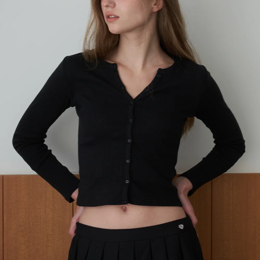 Basic Easywear Button Cardigan - Black