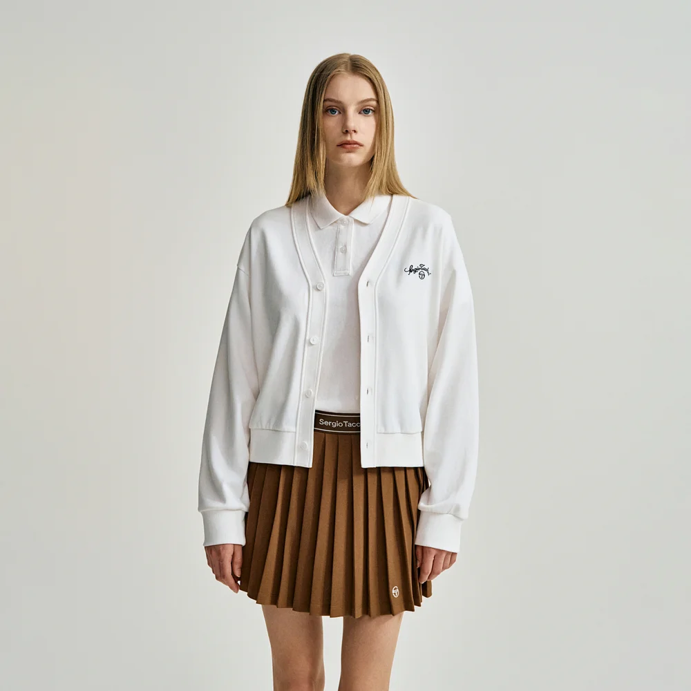 W 雙面針織 開襟外套 (WHITE)