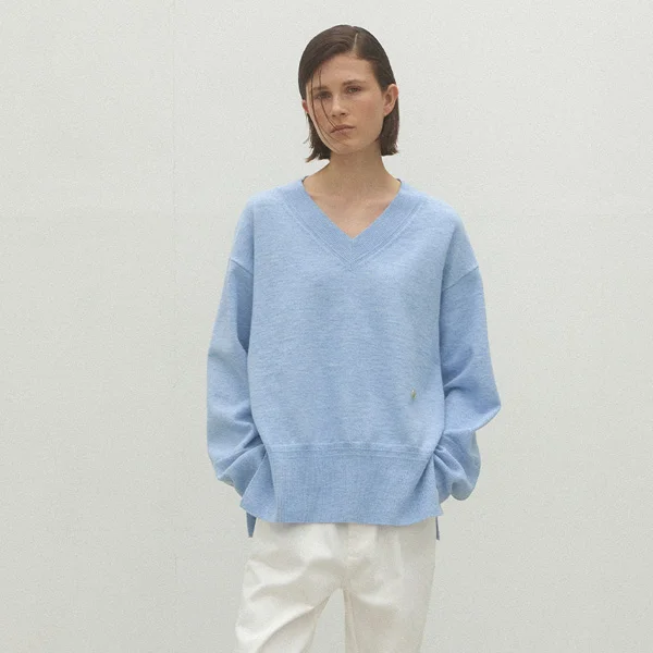 ESSENTIAL LON V-NECK KNIT(T-6911)