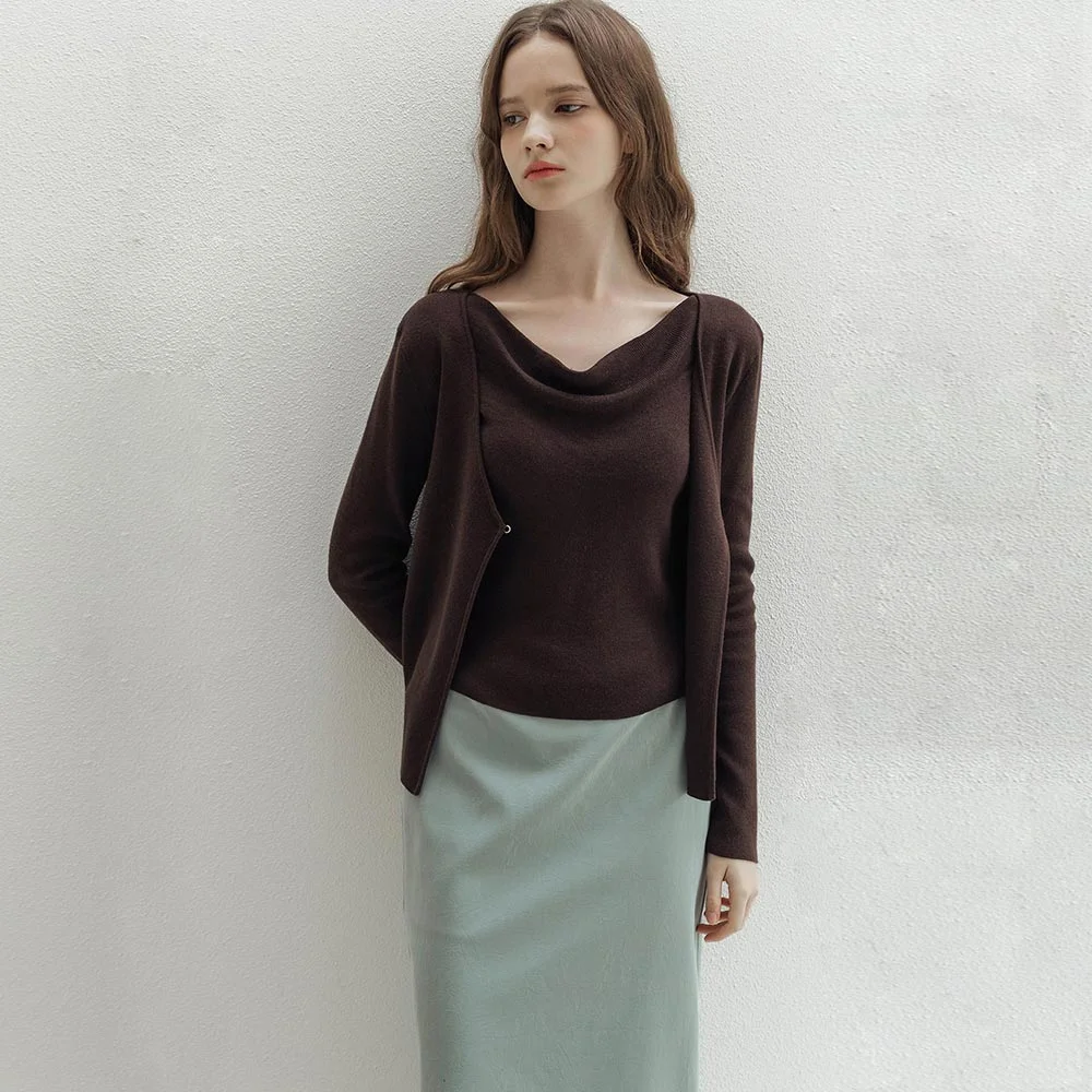 Cowl buckle Brown knit