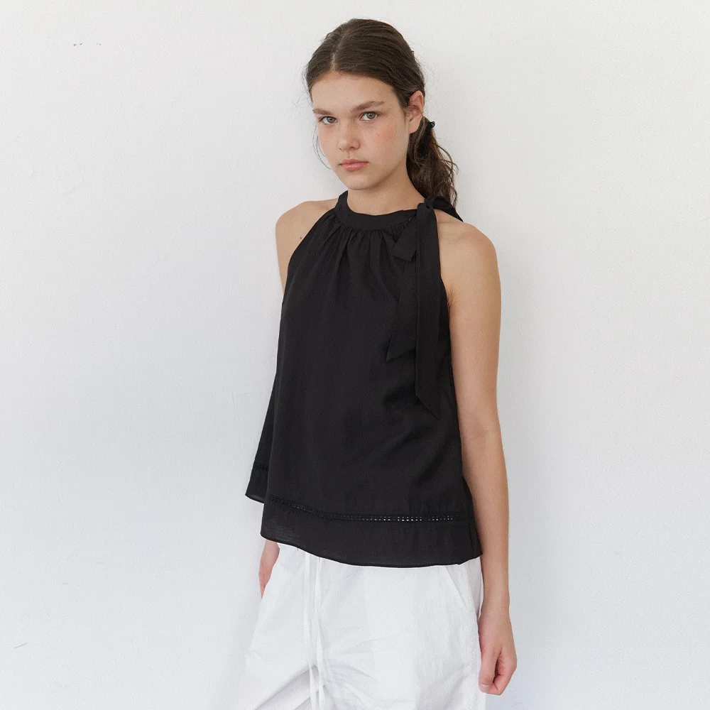 soft halter blouse - black