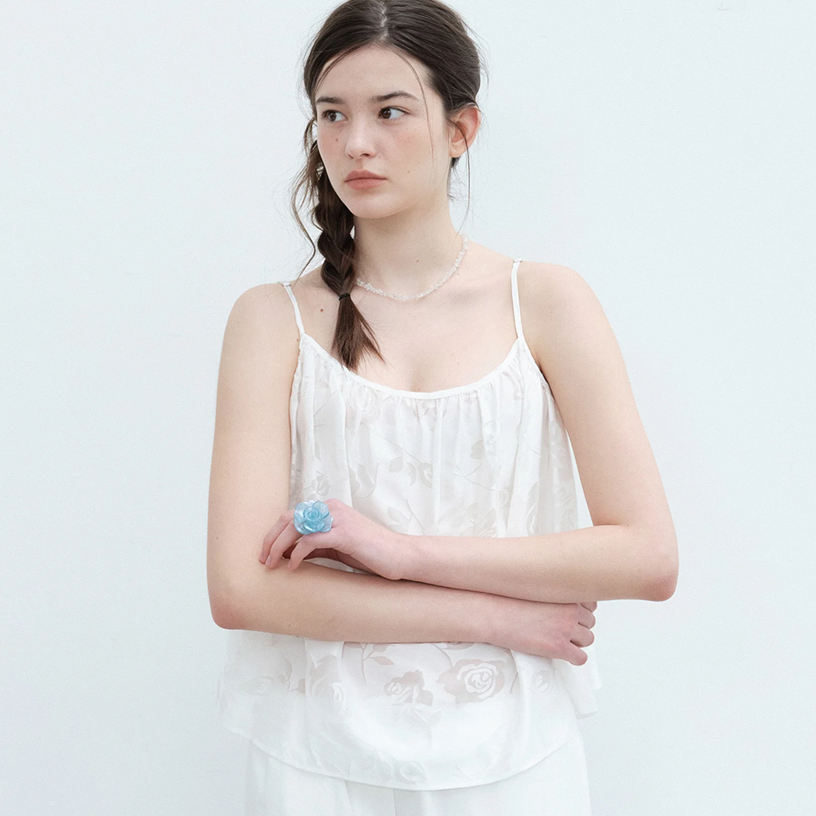 Sheer Rose Sleeveless-White