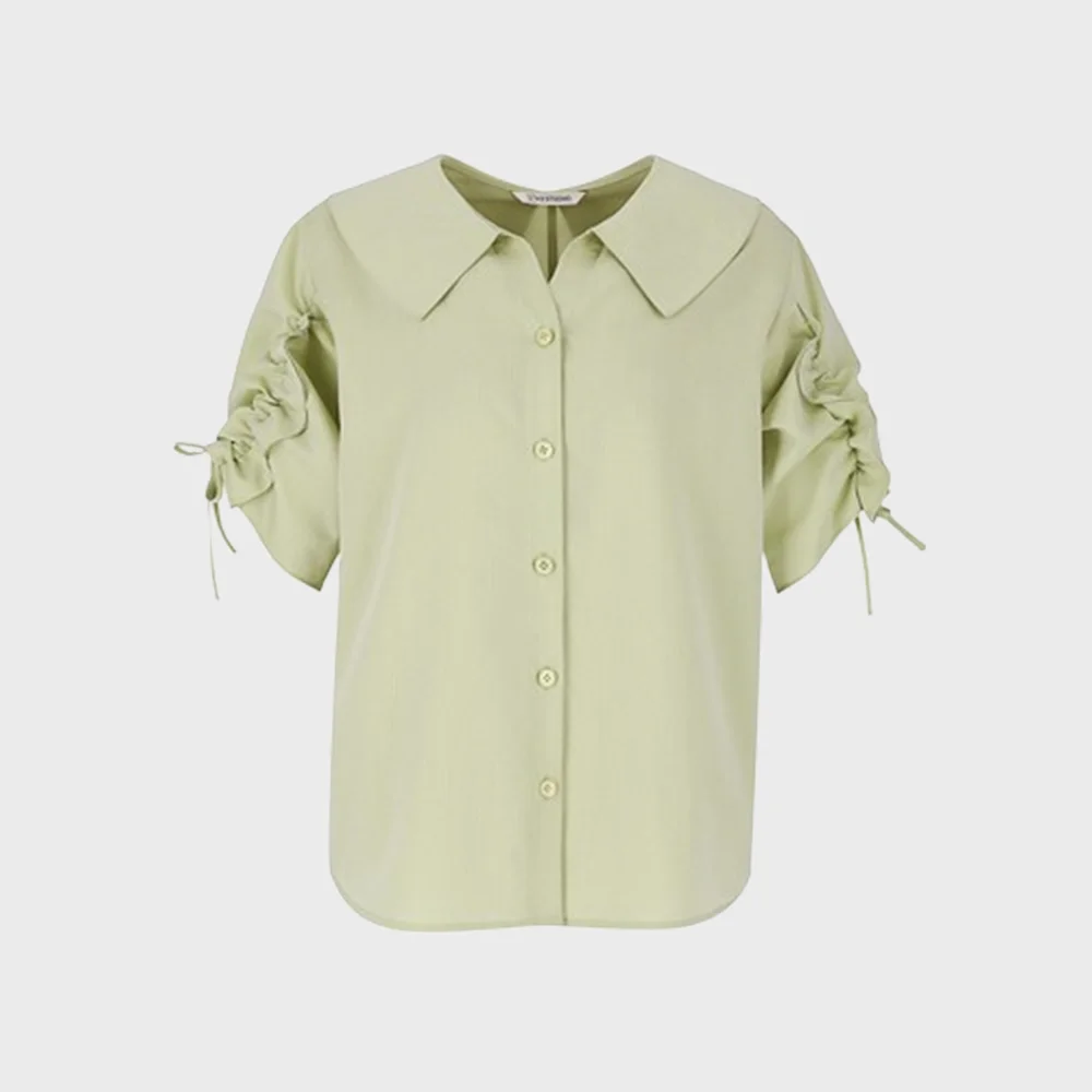 Ruffled strap sleeve shirt_YA5SSN7