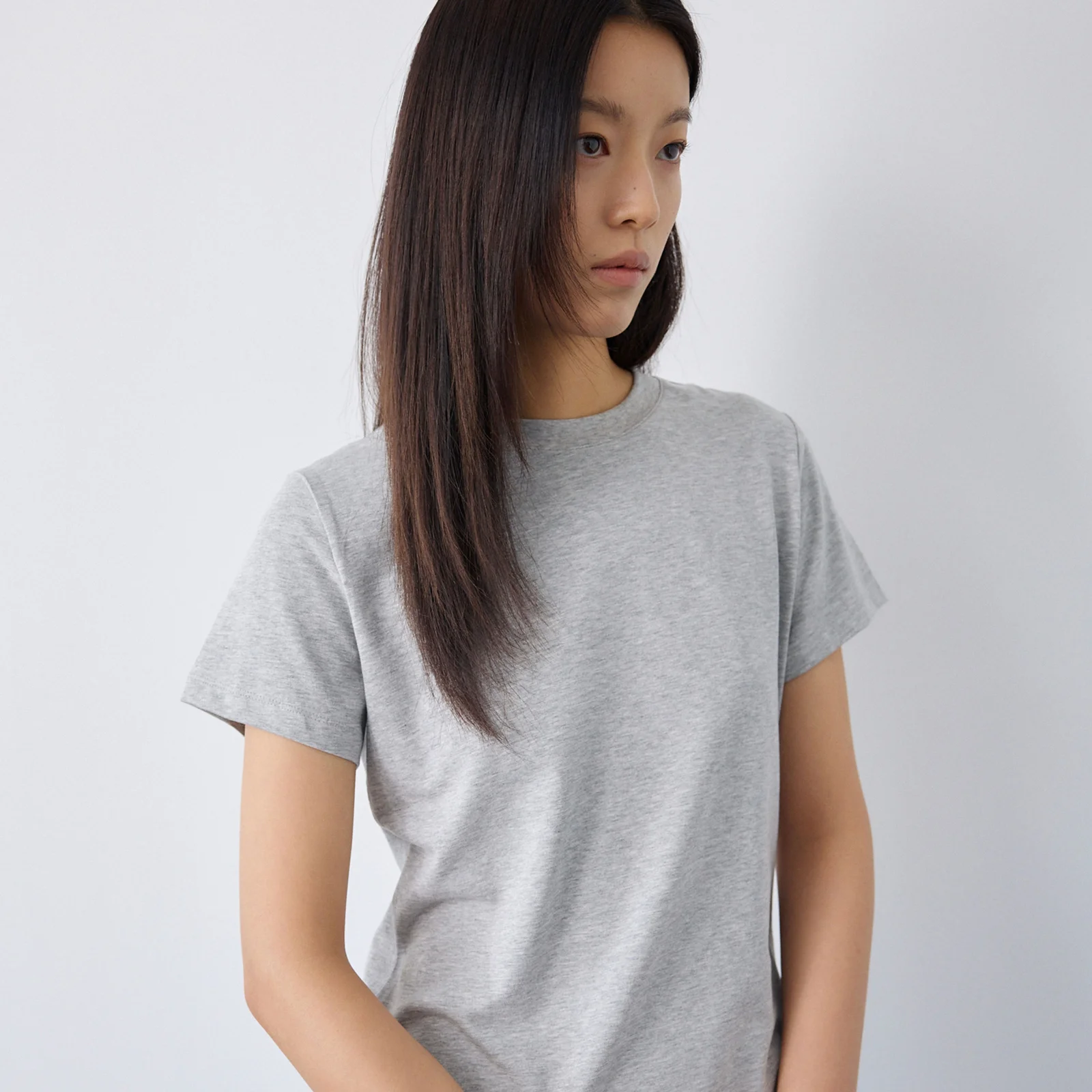 Basic T-Shirt-Melange Grey