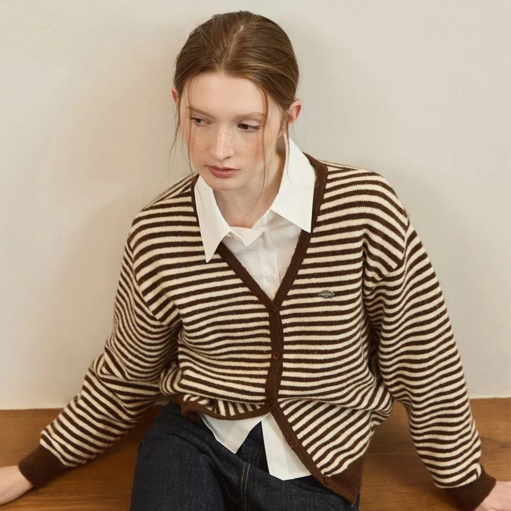 Warm touch stripe v neck cardigan - 5color