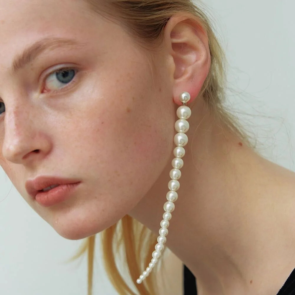 Long Pearl Unbal Earrings