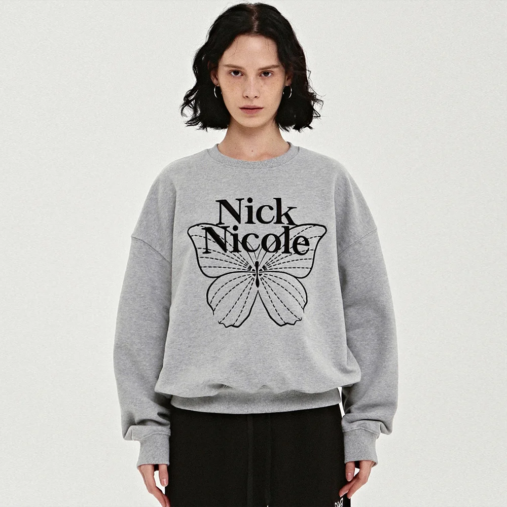 VOLUME BUTTERFLY SIGNATURE SWEATSHIRT_GRAY BLACK