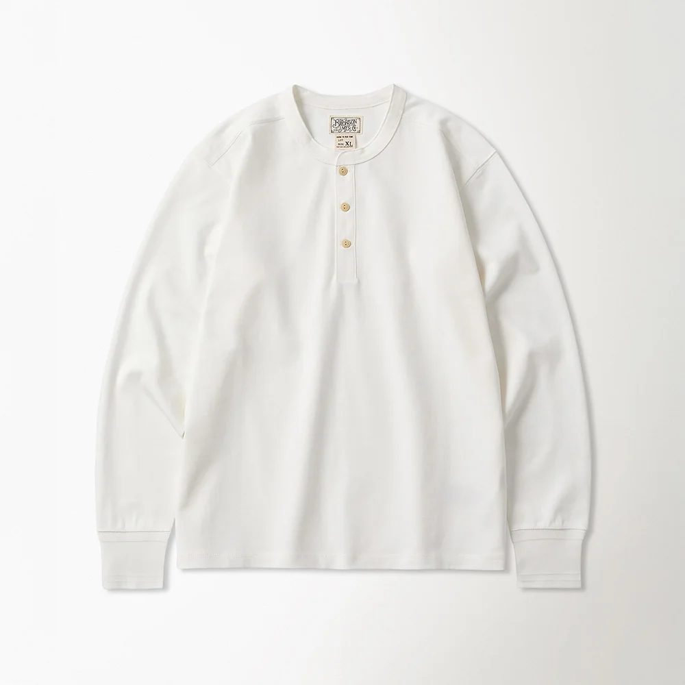 Vintage Long Sleeve Henley Shirt White