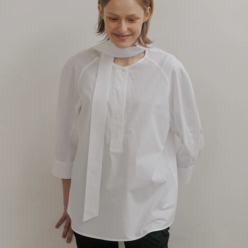 cotton tie shirt blouse (off white)
