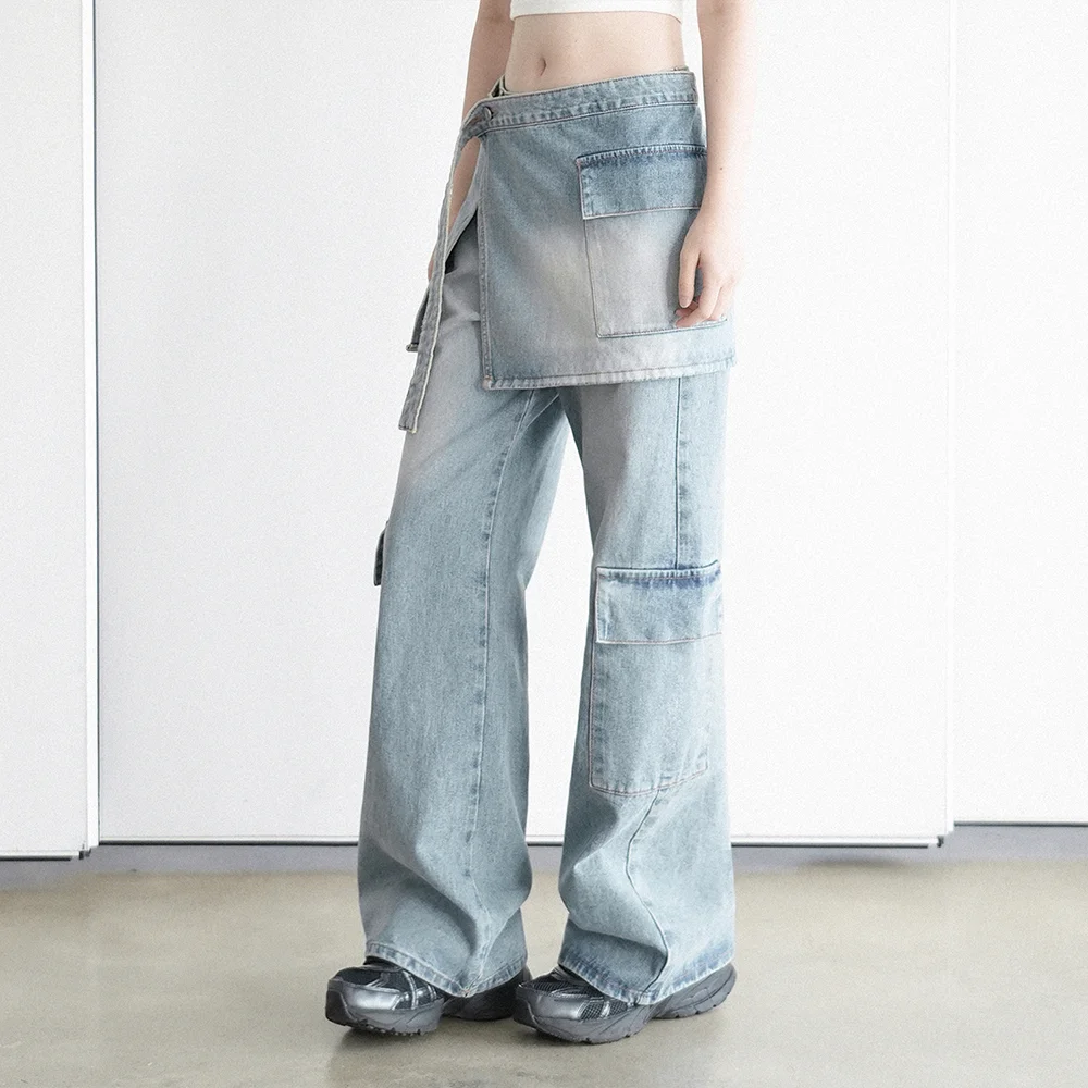 W1074 SKIRT WIDE PANTS_MEDIUM BLUE