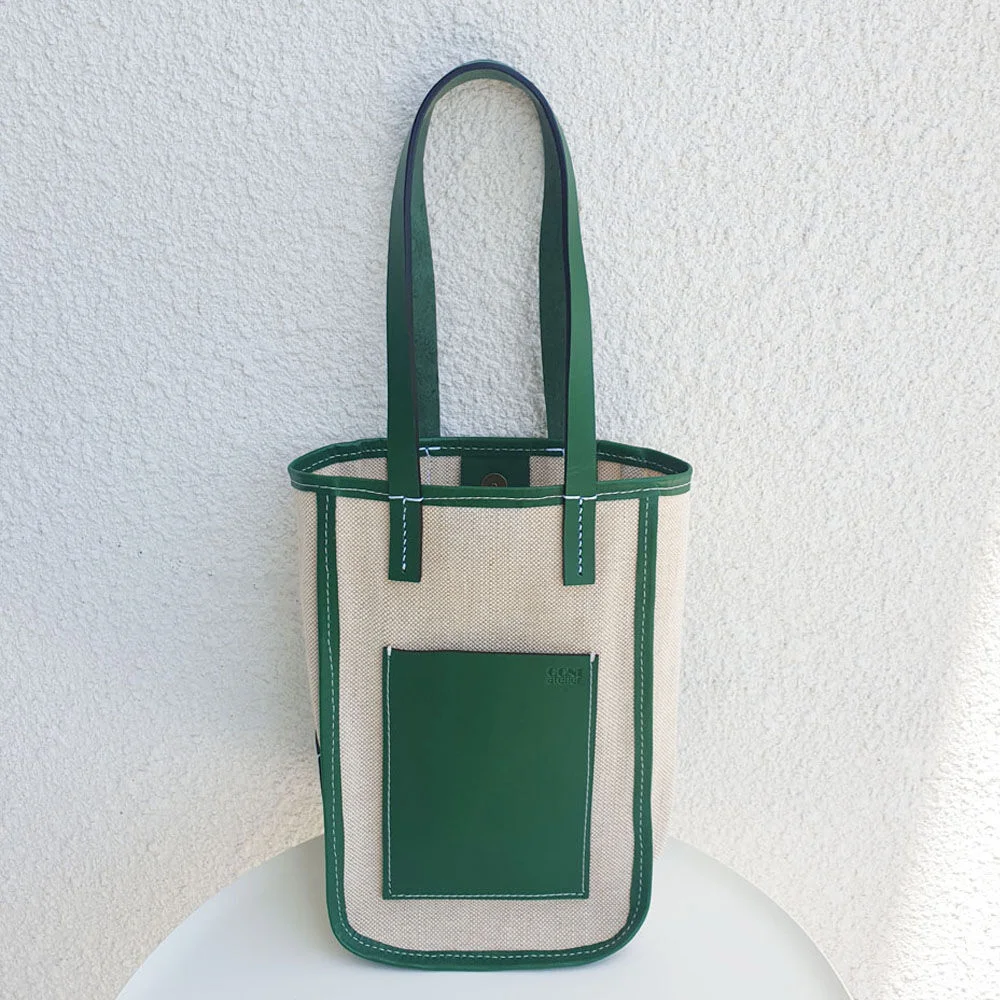 Daily Tote Bag S (Leather & Canvas) / Forest