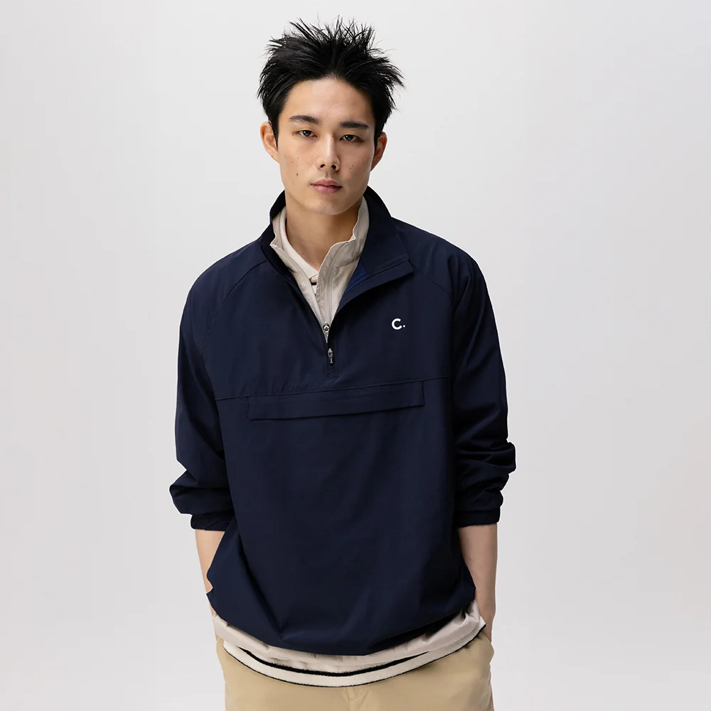 Texture Half-Zip Anorak (Navy)