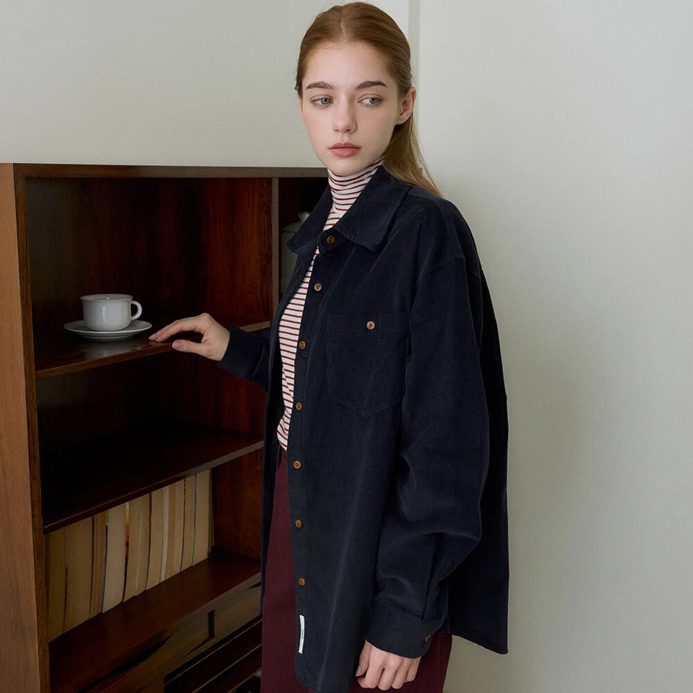 ROVIN VINTAGE CORDUROY OVERSIZED SHIRT 3COL_NAVY