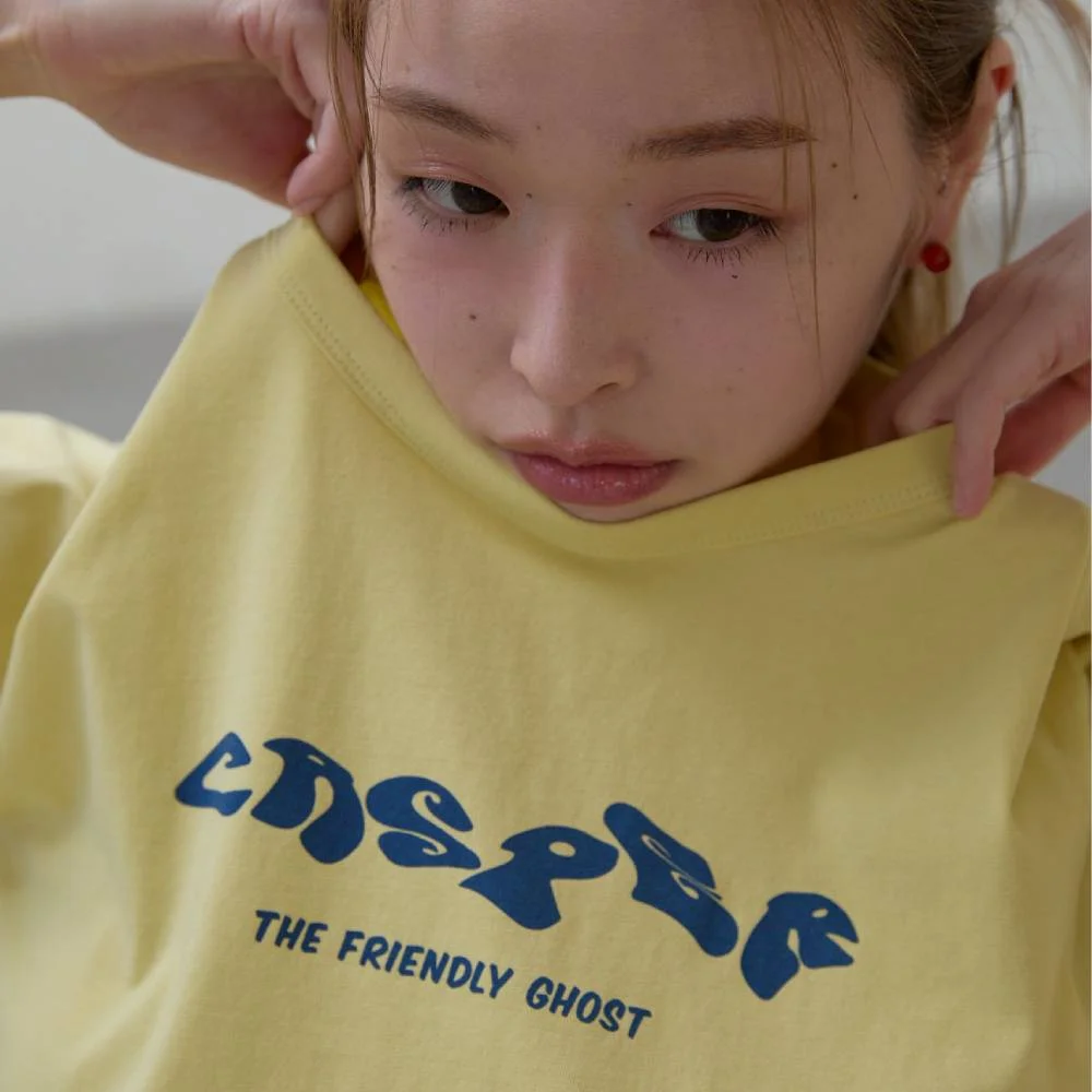 Lettering Graphic Slim Fit Short Sleeve T-Shirt (light yellow) LATAX26940YEL