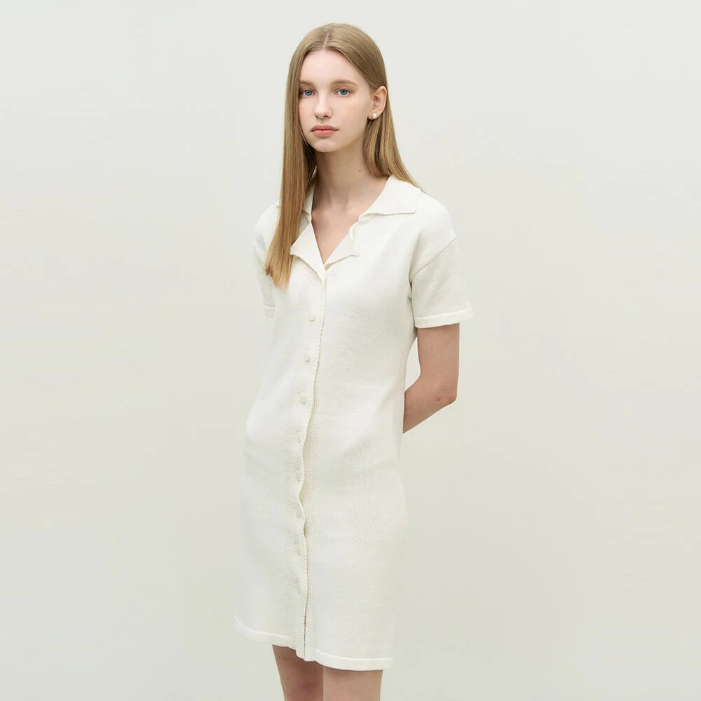 Kit button slim midi dress - ivory