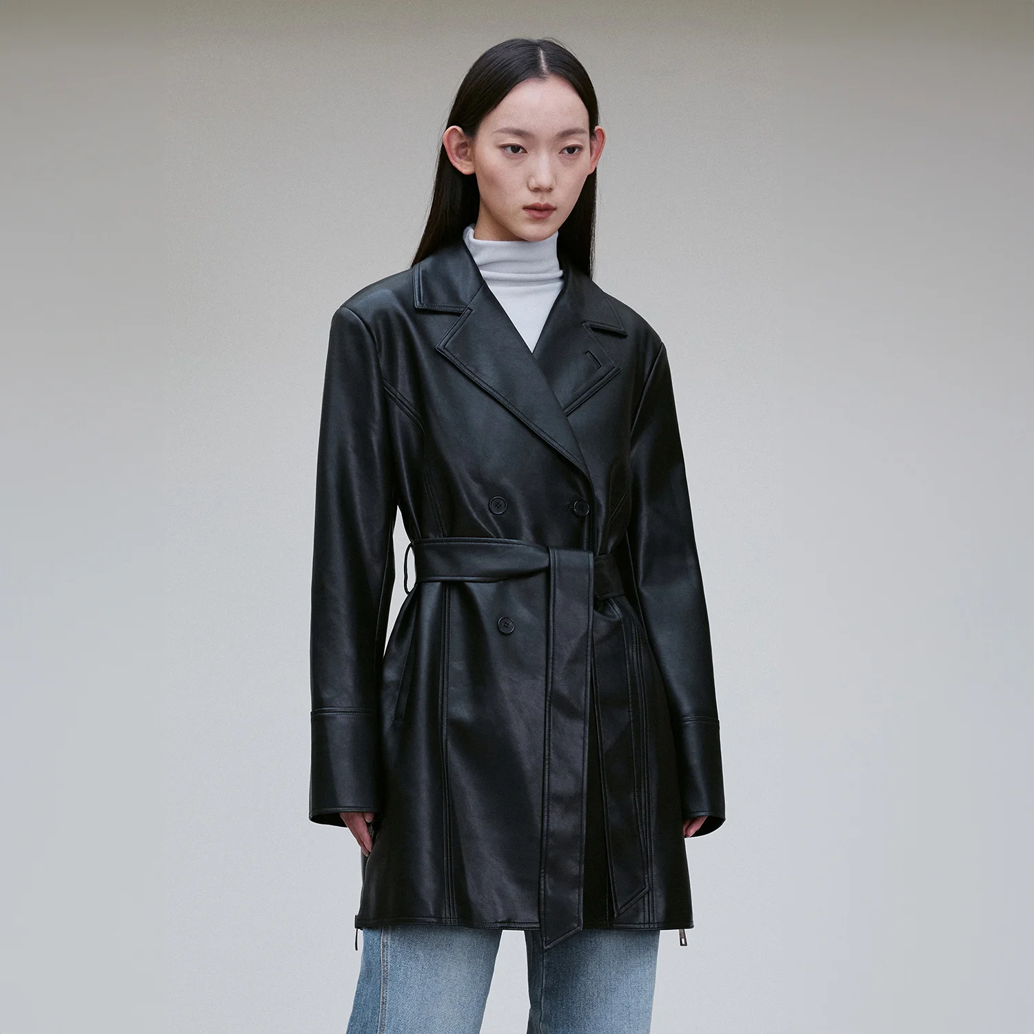 FAUX LEATHER HALF JACKET
