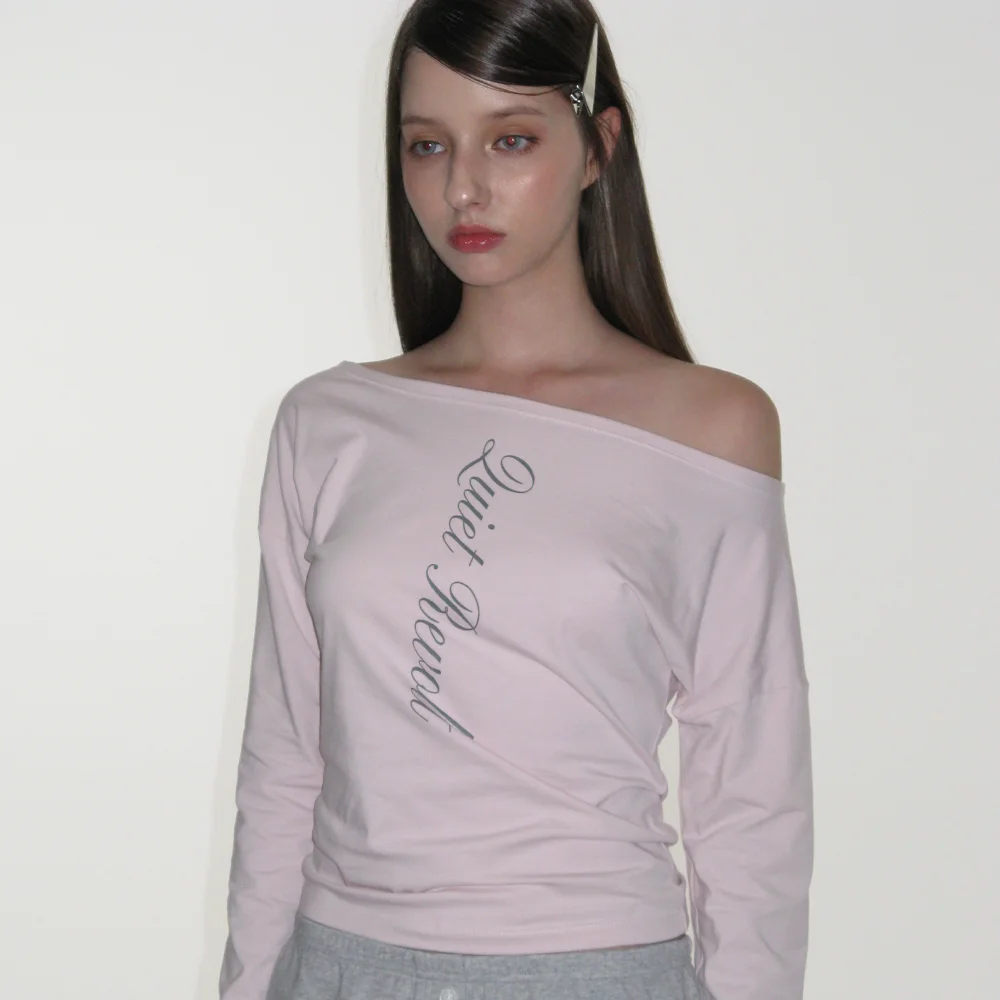 LETTERING OFF SHOULDER TOP_PINK
