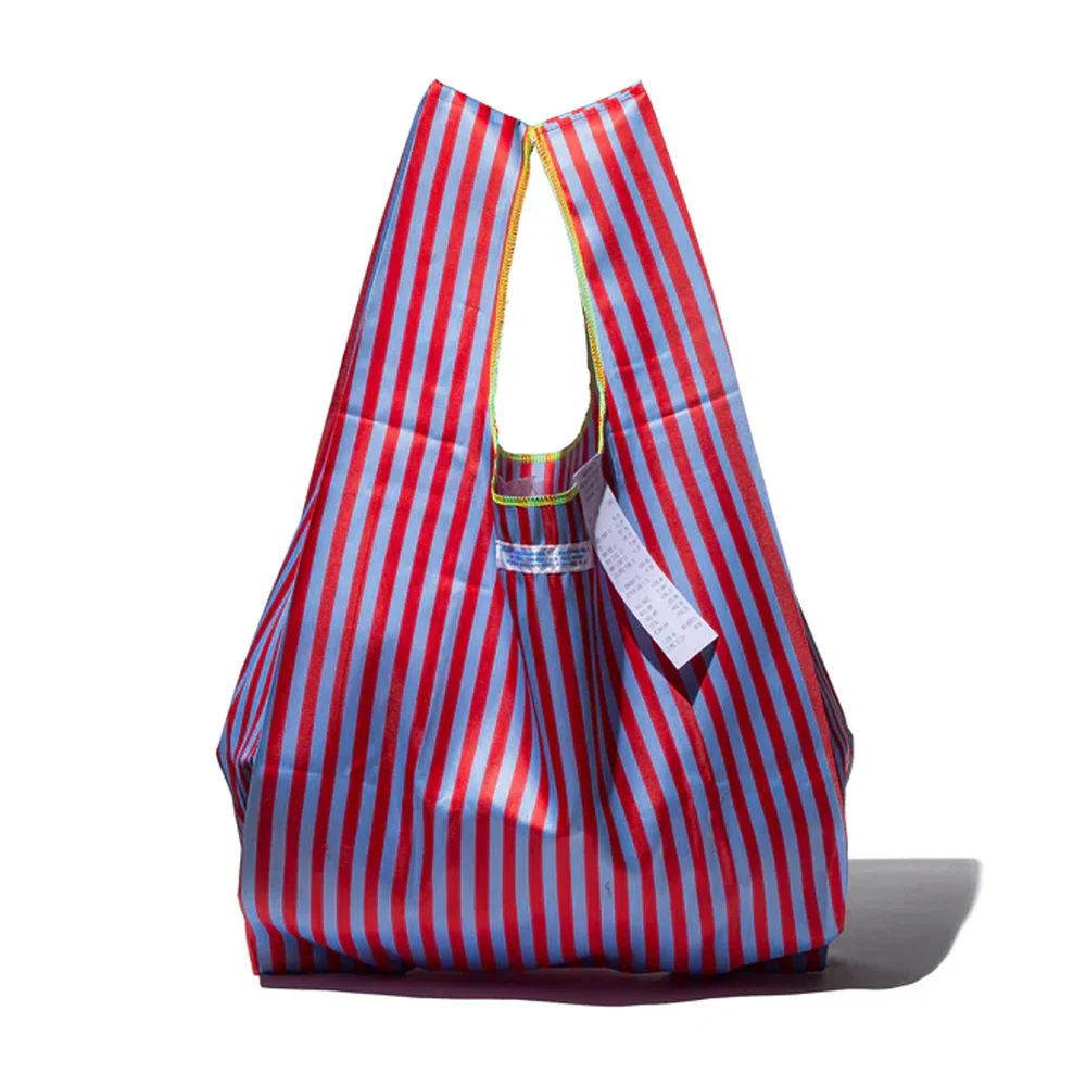 SCHOOL TIE FABRIC BAG / Red x Light Blue