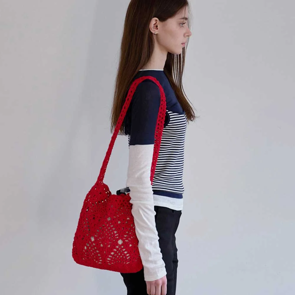 Pineapple Shoulder Bag _ Red (菠蘿 手工製 鉤織 單肩袋)