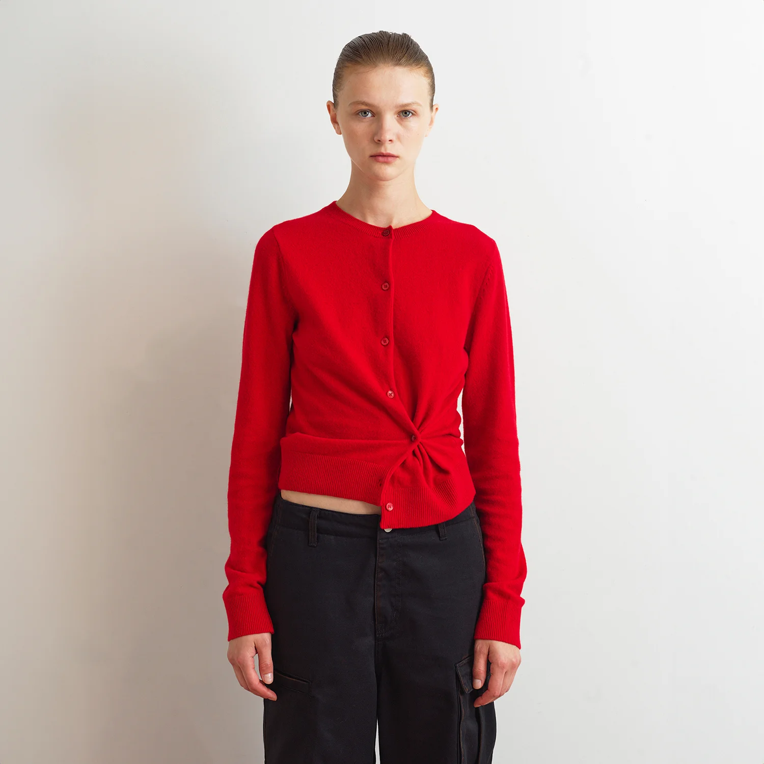 TWO WAY BUTTON CARDIGAN - RED