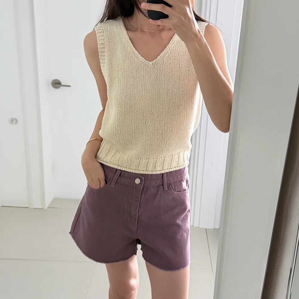 KIST DENIM SHORTS_ASH PURPLE