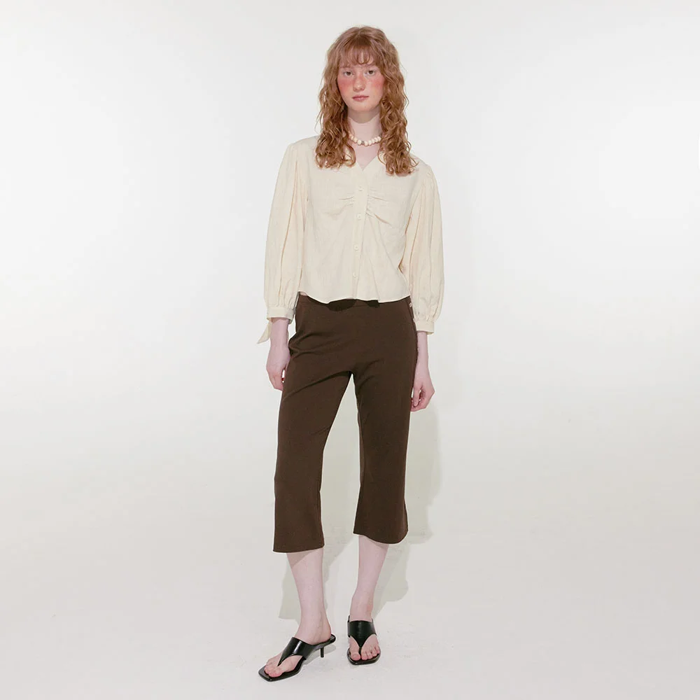 Wrinkle Puff Blouse (Cream)