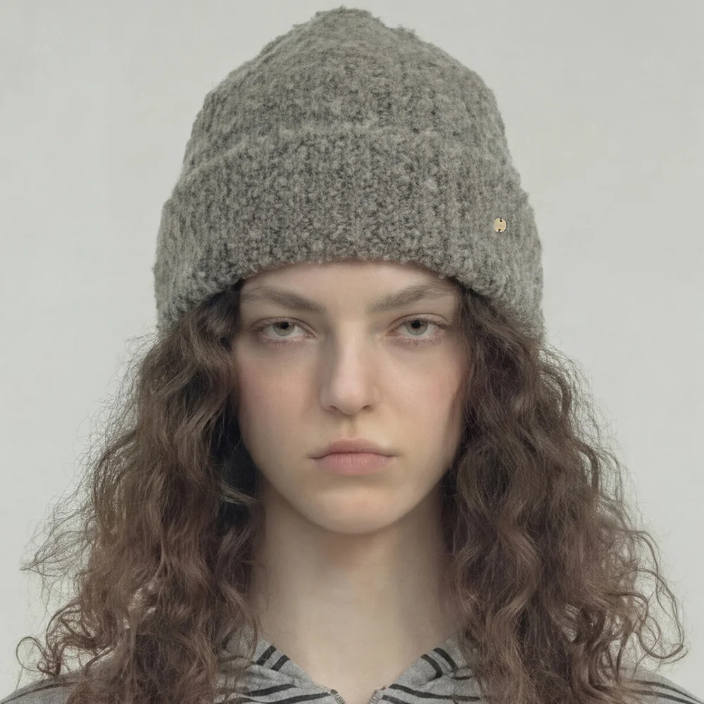 馬海毛 圈圈紗 針織衫 冬季 長版冷帽 FLUFFY BEANIE / MOHAIR BOUCLE / CHARCOAL