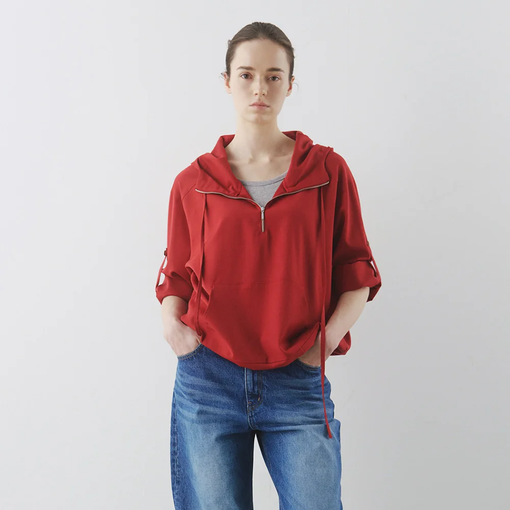 Zena Zip Hoodie in Red
