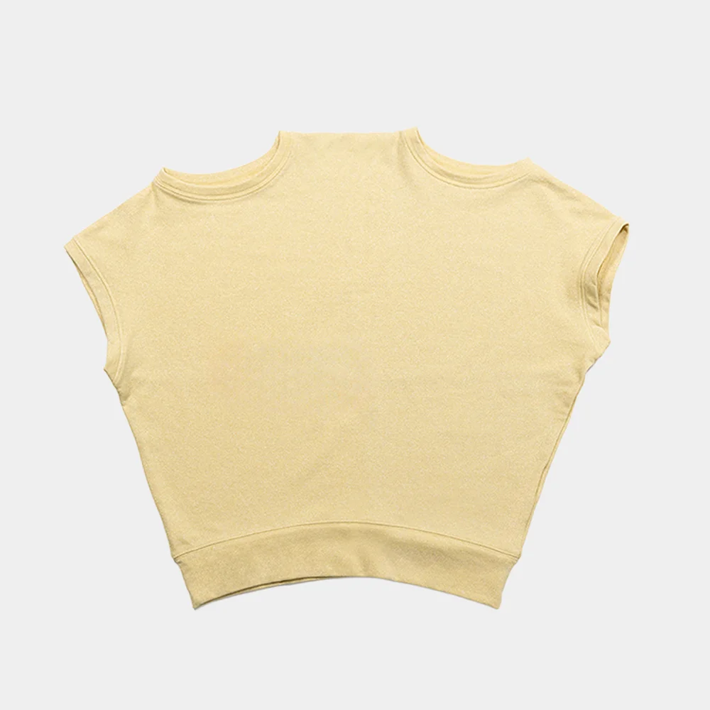 GLITTER DOUBLE NECK VEST - YELLOW