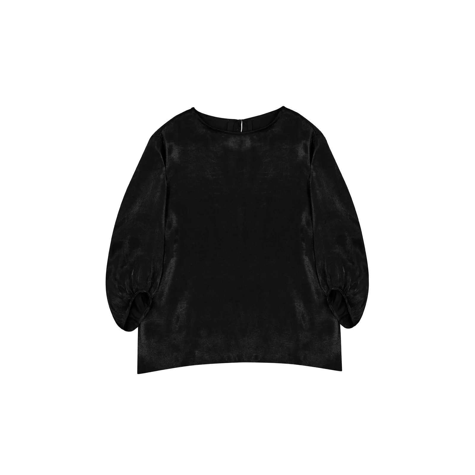 PEARL RUCHED BLOUSE (BLACK)